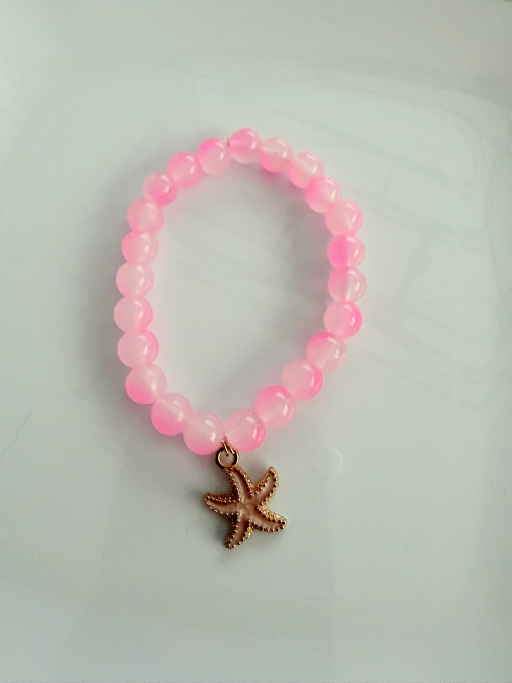 Pink Beaded Bracelet with Starfish Charm